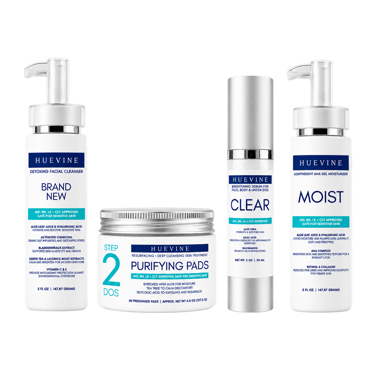 HueVine Complete Clear Skin Routine | 4-Step Acne + Dark Spot Set