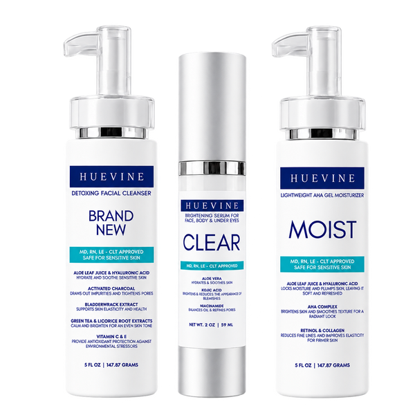 HueVine Clear Skin Essentials | 3-Step Acne + Dark Spot Routine
